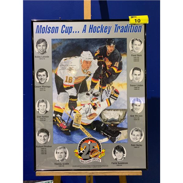 FRAMED & AUTOGRAPHED 1975-75 VANCOUVER CANUCKS MOLSON CUP POSTER