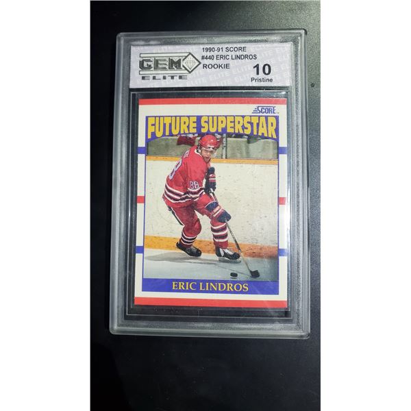 GEM ELITE 10 PRISTINE 1990-91 SCORE #440 ERIC LINDROS ROOKIE HOCKEY CARD