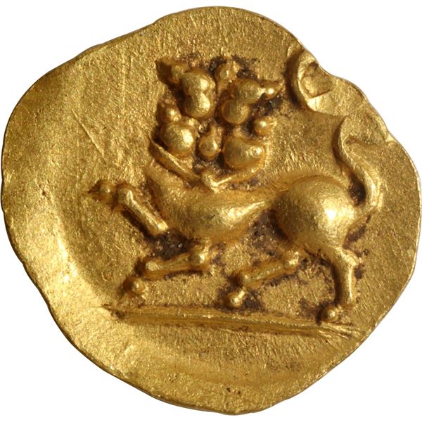 Kakatiya Dynasty Gold Quarter Fanam Coin of Rajula Reddy.