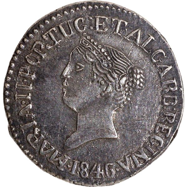 Indo Portuguese Goa D Maria II Silver Half Pardao Coin of 1846.