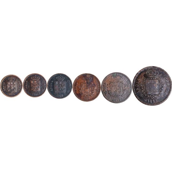 Very Rare Copper Set Coins of Colonial Coinage of Indo Portuguese of 1871.