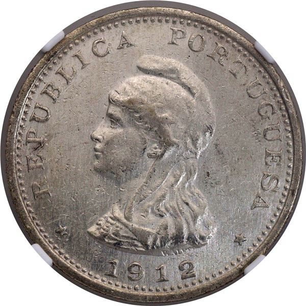 Graded & Slabbed by NGC as AU Details Indo-Portuguese Republic Administration Silver Uma Rupia 1912 