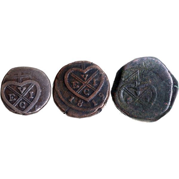 Bombay Presidency, Copper Set of Three Coins One Two & Four Pice.