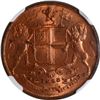 Image 1 : Rare NGC MS 65 RB Copper One Quarter Anna Coin of East India Company of Birmingham Mint of 1858.