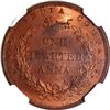 Image 2 : Rare NGC MS 65 RB Copper One Quarter Anna Coin of East India Company of Birmingham Mint of 1858.