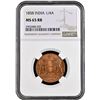 Image 3 : Rare NGC MS 65 RB Copper One Quarter Anna Coin of East India Company of Birmingham Mint of 1858.