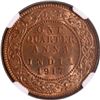 Image 1 : Rare NGC MS 65 RD Graded Bronze One Quarter Anna Coin of 1917 of Calcutta Mint of King George V.