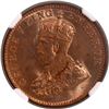 Image 2 : Rare NGC MS 65 RD Graded Bronze One Quarter Anna Coin of 1917 of Calcutta Mint of King George V.