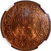 Image 1 : Rare NGC MS 66 RD Bronze One Quarter Anna Coin of King George V of Bombay Mint of 1927.
