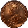 Image 2 : Rare NGC MS 66 RD Bronze One Quarter Anna Coin of King George V of Bombay Mint of 1927.