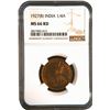 Image 3 : Rare NGC MS 66 RD Bronze One Quarter Anna Coin of King George V of Bombay Mint of 1927.