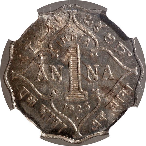 Very Rare NGC MS 64 Graded Cupro Nickel One Anna Coin of King George V of Bombay Mint of 1923.