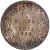 Image 1 : Rare Uncirculated Silver Quarter Rupee Coin of Victoria Empress of Calcutta Mint of 1898.
