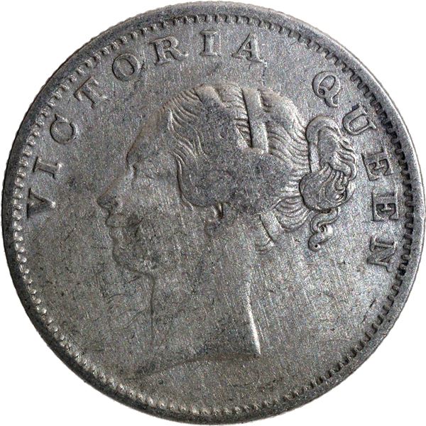Rare Silver Half Rupee Coin of Indian Head Victoria Queen of Calcutta Mint of 1840.
