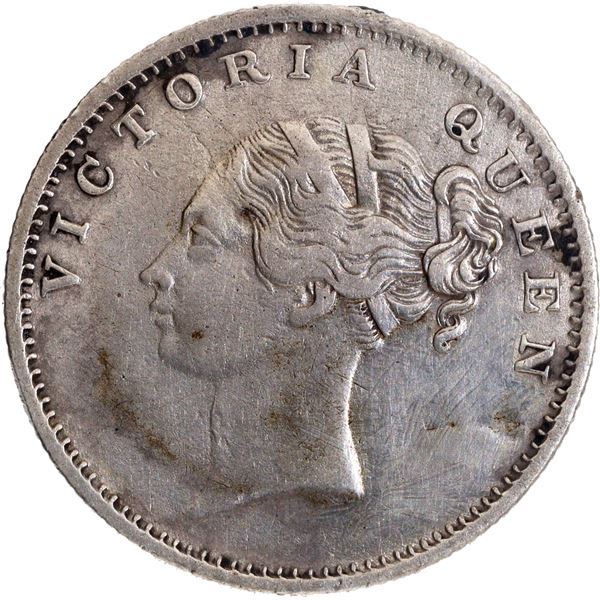 Exceedingly Rare Mule Silver Half Rupee Coin of Victoria Queen of Calcutta Mint of 1840.