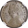 Image 2 : Very Scarce NGC AU Graded Silver Half Rupee Coin of Victoria Empress of Calcutta Mint of 1886.