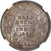 Image 1 : Very Rare NGC AU 58 Graded Silver Half Rupee Coin of Victoria Empress of Calcutta Mint of 1896.