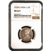 Image 3 : Rare NGC MS 62+ Graded Silver Half Rupee Coin of King George V of Calcutta Mint of 1925.