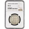 Image 3 : Rare NGC MS 62 Graded Silver One Rupee Coin of Victoria Queen of Bombay Mint of 1840.