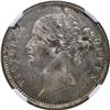 Image 1 : Very Rare NGC MS 64 Graded Silver One Rupee Coin of Victoria Queen Divided Legend of Calcutta Mint o