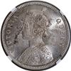 Image 2 : Rare NGC MS 62 Graded Victroia Queen of Silver One Rupee Coin of Calcutta Mint of 1862.
