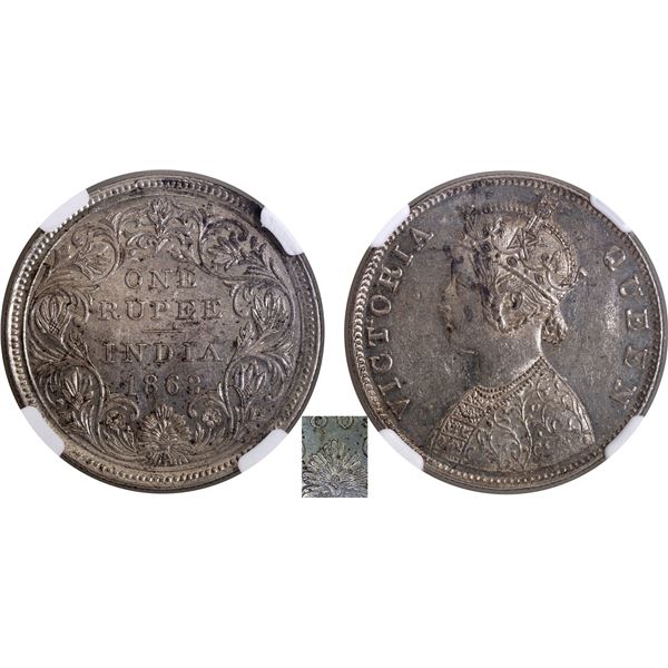 Unlisted Extremely Rare Silver One Rupee Coin of Victoria Queen of Bombay Mint of 1862.