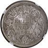 Image 2 : Extremely Rare Top Pop NGC MS 64 Graded Silver One Rupee Coin of Bombay Mint of Victoria Queen of 18