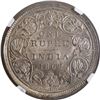 Image 2 : Rare NGC MS 62 Graded Silver One Rupee Coin of Victoria Queen of 1862 of Bombay Mint.