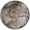 Image 3 : Rare Top Flower Dot 1862 Silver One Rupee Coin of Victoria Queen of Bombay Mint.