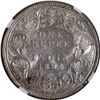 Image 1 : Rare NGC MS 62 Graded Silver One Rupee Coin of Victoria Empress of Bombay Mint of 1884.