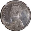 Image 2 : Rare NGC MS 62 Graded Silver One Rupee Coin of Victoria Empress of Bombay Mint of 1884.