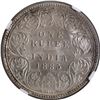 Image 1 : NGC MS 62 Graded Silver One Rupee Coin of Victoria Empress of 1885 of Calcutta Mint.