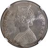 Image 2 : NGC MS 62 Graded Silver One Rupee Coin of Victoria Empress of 1885 of Calcutta Mint.