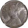 Image 2 : Rare NGC MS 63 Graded 1885 Silver One Rupee Coin of Victoria Empress of Bombay Mint.