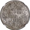 Image 1 : Rare NGC MS 62 Graded Sivler One Rupee Coin of Victoria Empress of Bombay Mint of 1886.