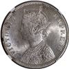 Image 2 : Rare NGC MS 62 Graded Sivler One Rupee Coin of Victoria Empress of Bombay Mint of 1886.