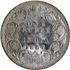 Image 1 : Scarce Uncirculated B incused inverted Silver One Rupee Coin of Victoria Empress of Bombay Mint of 1