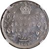 Image 1 : Rare NGC MS 61 Graded 1905 Silver One Rupee Coin of KIng Edward VII of Bombay Mint.