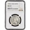Image 3 : Rare NGC MS 63+ Graded Silver One Rupee Coin of King Edward VII of Calcutta Mint of 1909.