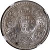 Scarce NGC MS 63 Graded 1914 Silver One Rupee Coin of Calcutta Mint of King George V.