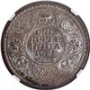 Image 1 : Rare Date NGC MS 64+ Graded 1921 Silver One Rupee Coin of King George V of Bombay Mint.