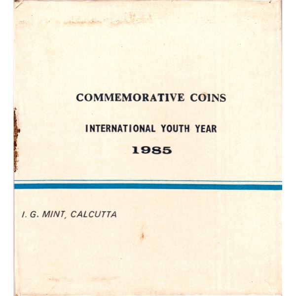UNC Set of 2 Commemorative Coins of International Youth Year of 1985 of Calcutta Mint.