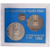 Image 2 : UNC Set of 2 Commemorative Coins of International Youth Year of 1985 of Calcutta Mint.