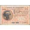 Image 1 : Very Rare One Roupie Banknote of French India of 1945.