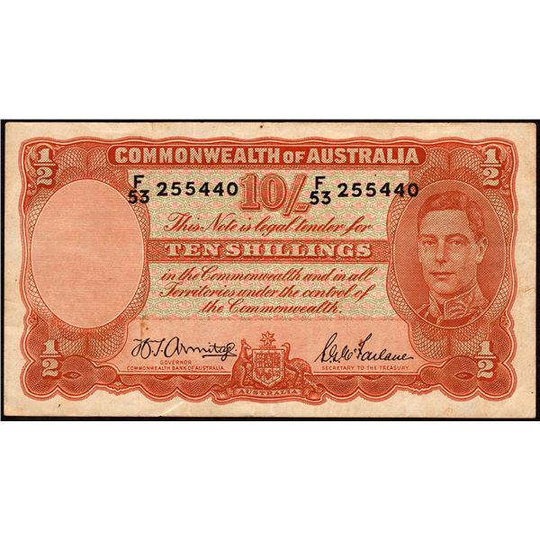 Ten Shillings Banknote of King George VI of Australia.