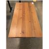 Image 2 : SOLID WOOD PLANK TOP SINGLE PEDESTAL BAR/BISTRO TABLE - 48" LONG X 24" WIDE X 2" THICK