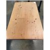 Image 2 : SOLID WOOD PLANK TOP SINGLE PEDESTAL BAR/BISTRO TABLE - 48" LONG X 24" WIDE X 2" THICK