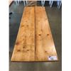 Image 2 : SOLID WOOD PLANK TOP DOUBLE PEDESTAL BAR/BISTRO CONDIMENT TABLE  - 60" LONG X 22" WIDE X 1 1/2"