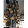 Image 2 : GROUP OF DECOR ITEMS -LARGE HANGING COCONUT BUNCH AND CLAY FIGURINES