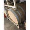 Image 2 : 2 WOODEN (APPROX.42 GALLON) CASK BARRELS WITH METAL STORAGE RACK